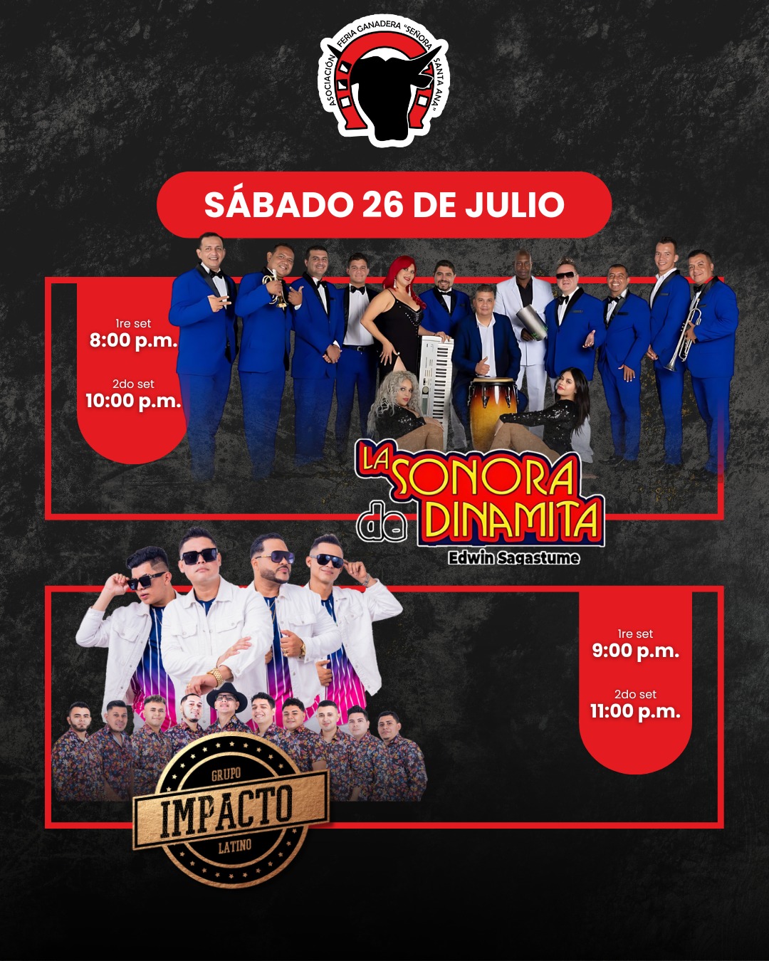 Noche de ritmo y alegría en la Feria Ganadera “Señora Santa Ana”  🎉