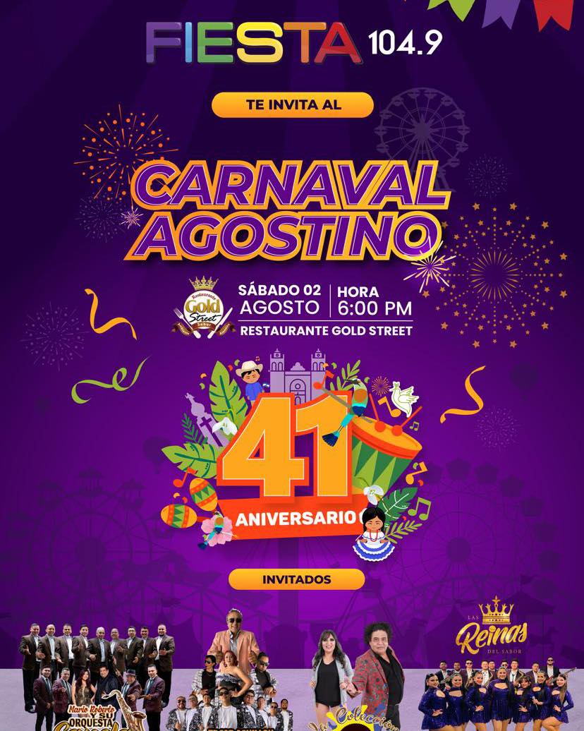 🎊 ¡CARNAVAL AGOSTINO EN RESTAURANTE GOLD STREET! 🎊
