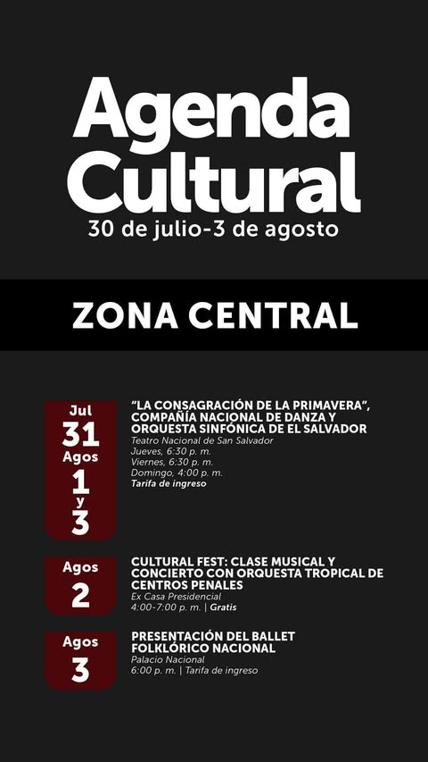 AGENDA CULTURAL DE LA ZONA CENTRAL