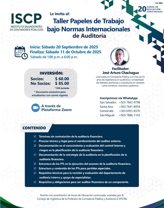 🎓 Taller Papeles de Trabajo bajo Normas Internacionales de Auditoría (NIA)