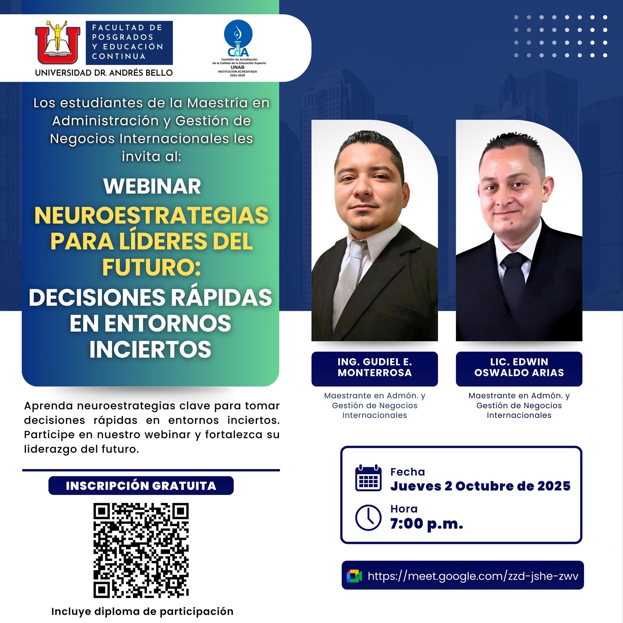 🎓 Webinar Gratuito Neuroestrategias para líderes del futuro: decisiones rápidas en entornos inciertos