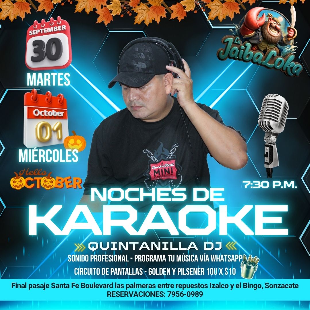 🎤✨ ¡Noches de Karaoke en Jaiba Loka! ✨🎧
