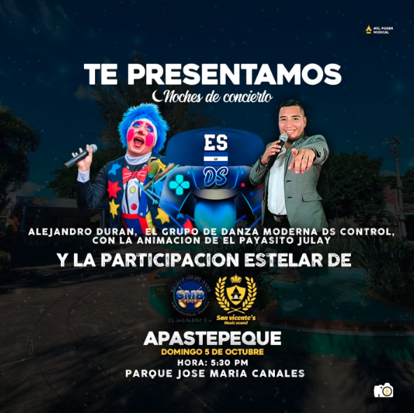 ¡Apastepeque vivirá sus Noches de Concierto! ✨🎶