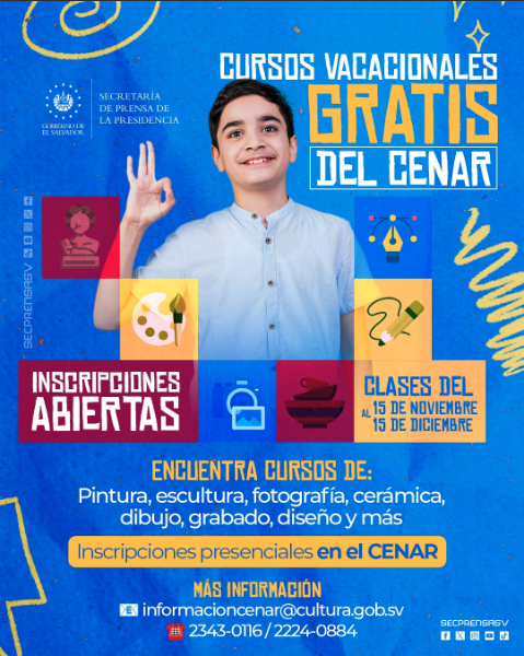 Cursos Vacacionales Gratis Del Cenar (Pintura, escultura, fotografia, cerámica, dibujo, grabado, diseño y más)