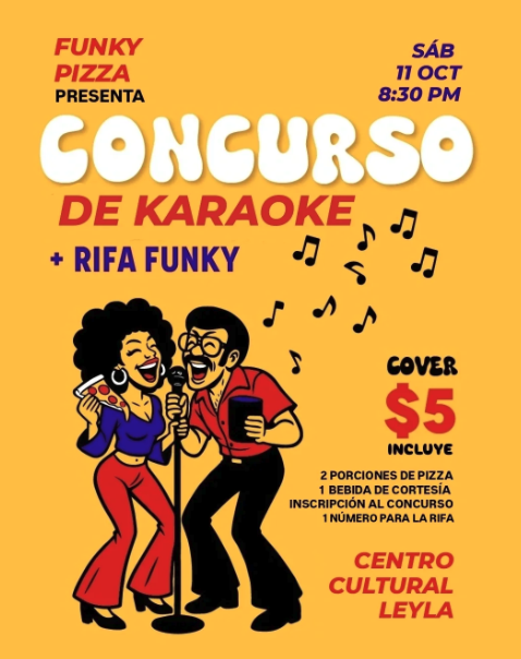 🎤🍕 ¡Noche de Karaoke + Rifa Funky! 🍕🎤