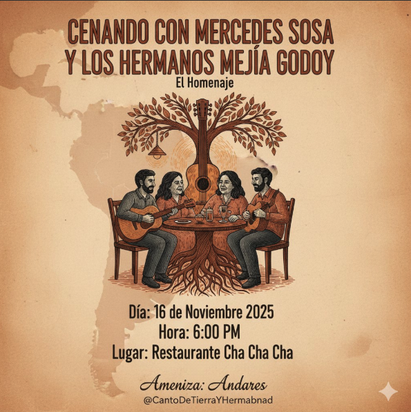 CENANDO CON MERCEDES SOSA Y LOS HERMANOS MEJIA GODOY EL HOMENAJE