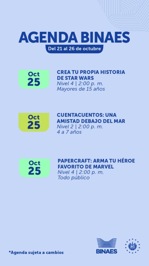Agenda BINAES Del Sabado 25