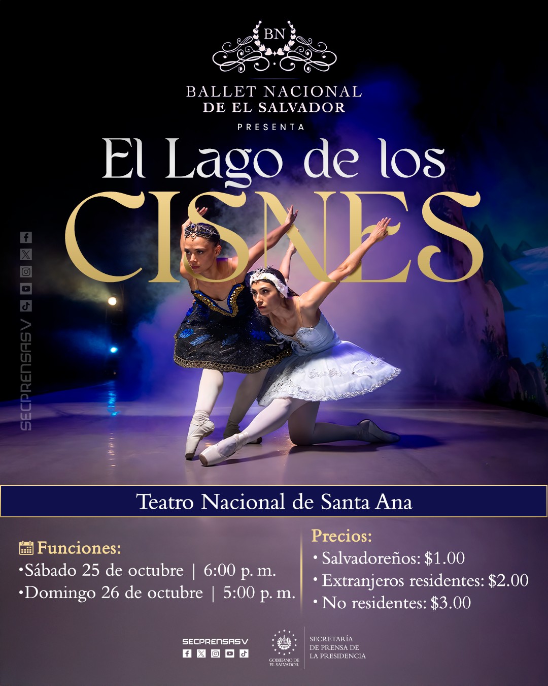 🎭✨ El Ballet Nacional de El Salvador presenta: EL LAGO DE LOS CISNES ✨🎭