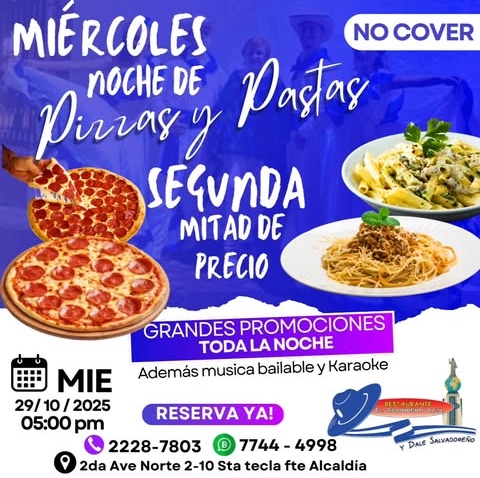 Miércoles Noche de Pizzas y Pastas