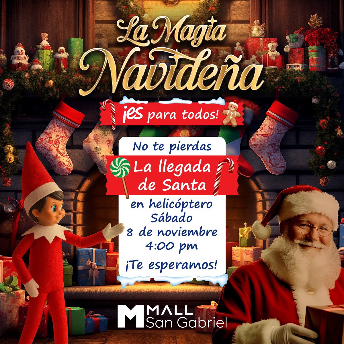 La llegada de Santa en helicóptero