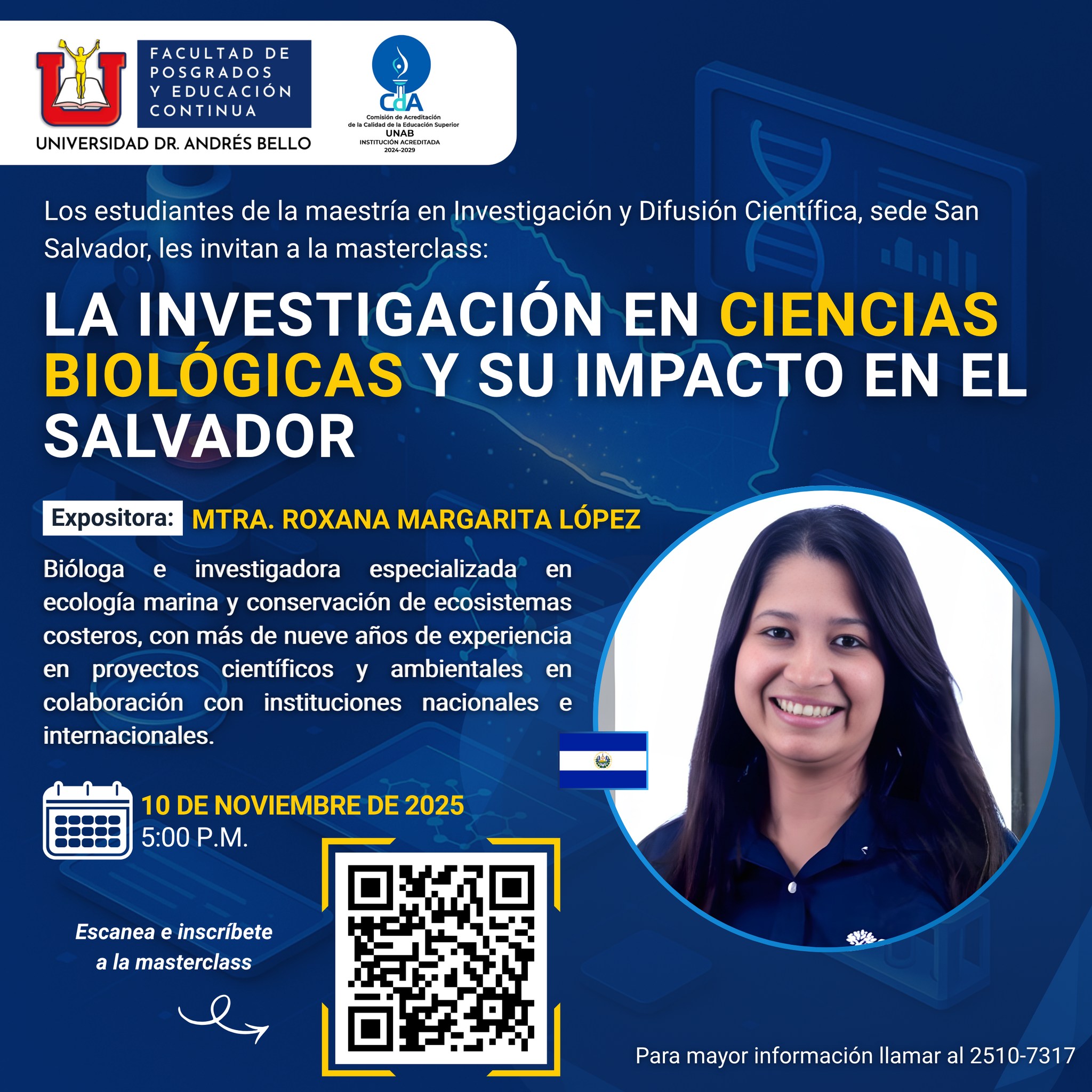 🧬 Masterclass a La investigación en ciencias biológicas y su impacto en El Salvador
