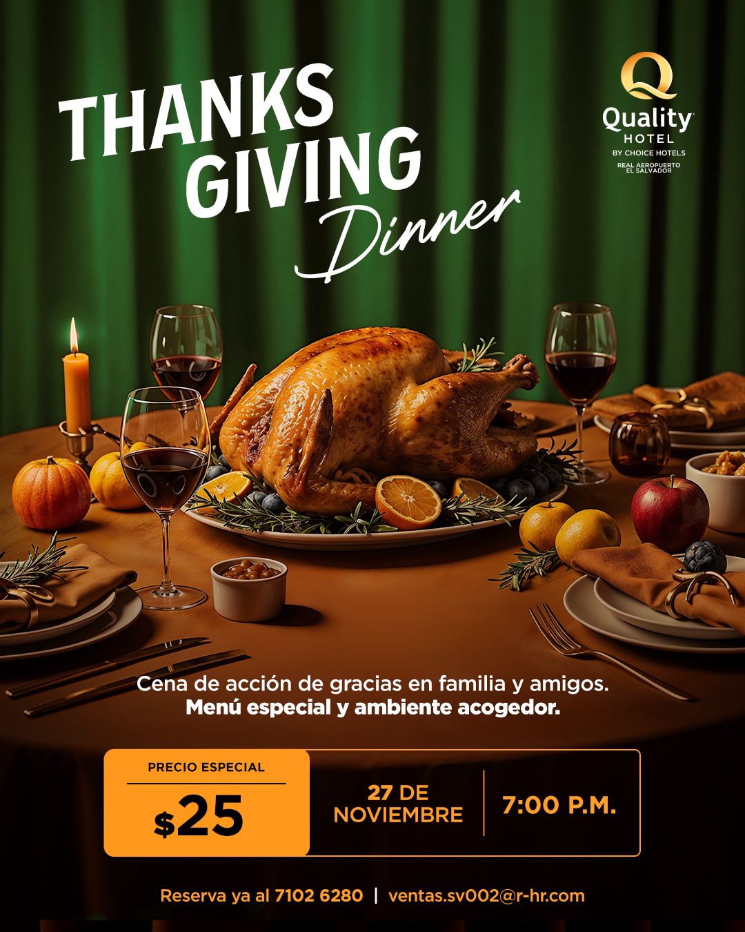 🎉 Cena de Acción de Gracias en Quality Hotel 🦃