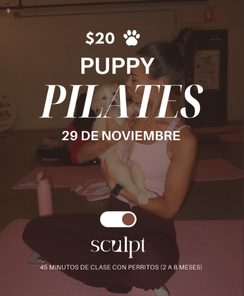 Pilates rodeada de perritos (2 a 8 meses) 