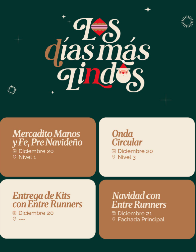 Mercadito Manos y Fe, Pre Navideño, Onda Circular y Navidad con Entre Runners
